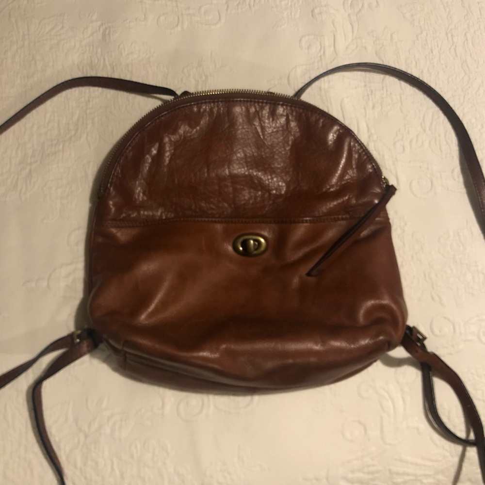 Margot New York Leather Backpack Turn Lock Dome Bag